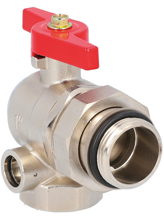 Anschluss-Kugelhahn IG/AG für Heizkreis- und Fußbodenheizungsverteiler, Eck