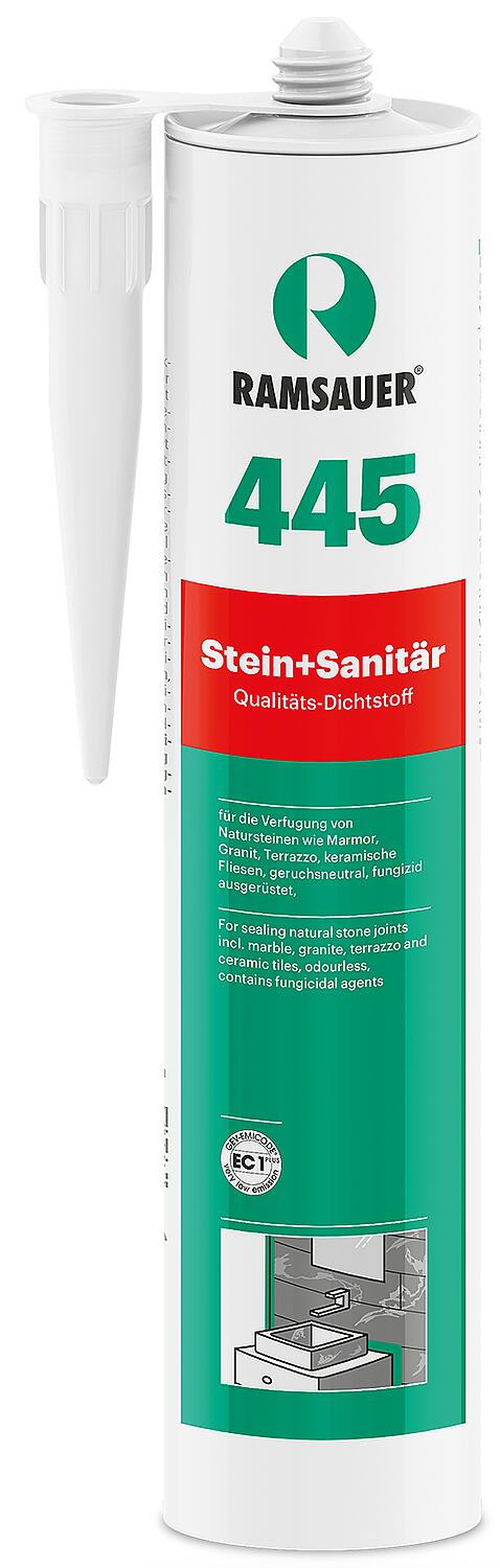 Neutral silicone RAMSAUER 445 Stone + Sanitary [black] 310ml cartridge