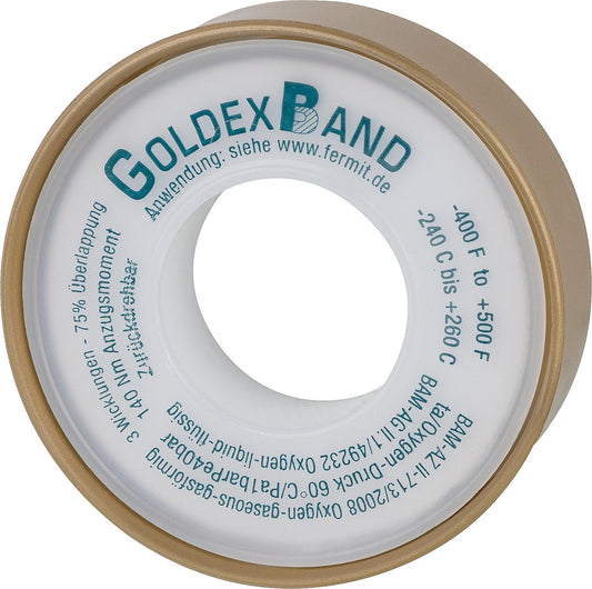 PTFE thread sealing tape (DVGW) FERMIT GoldexBand 12.7mm x 13.3m