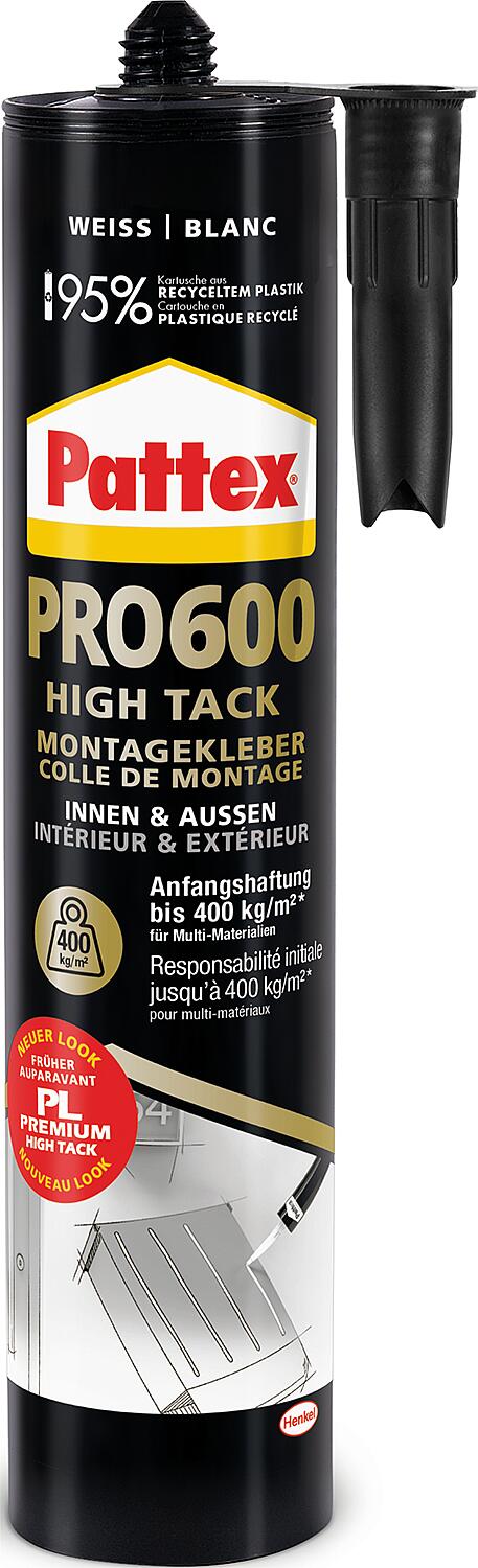 Montagekleber PATTEX PRO600 High Tack [weiss] 440g Kartusche