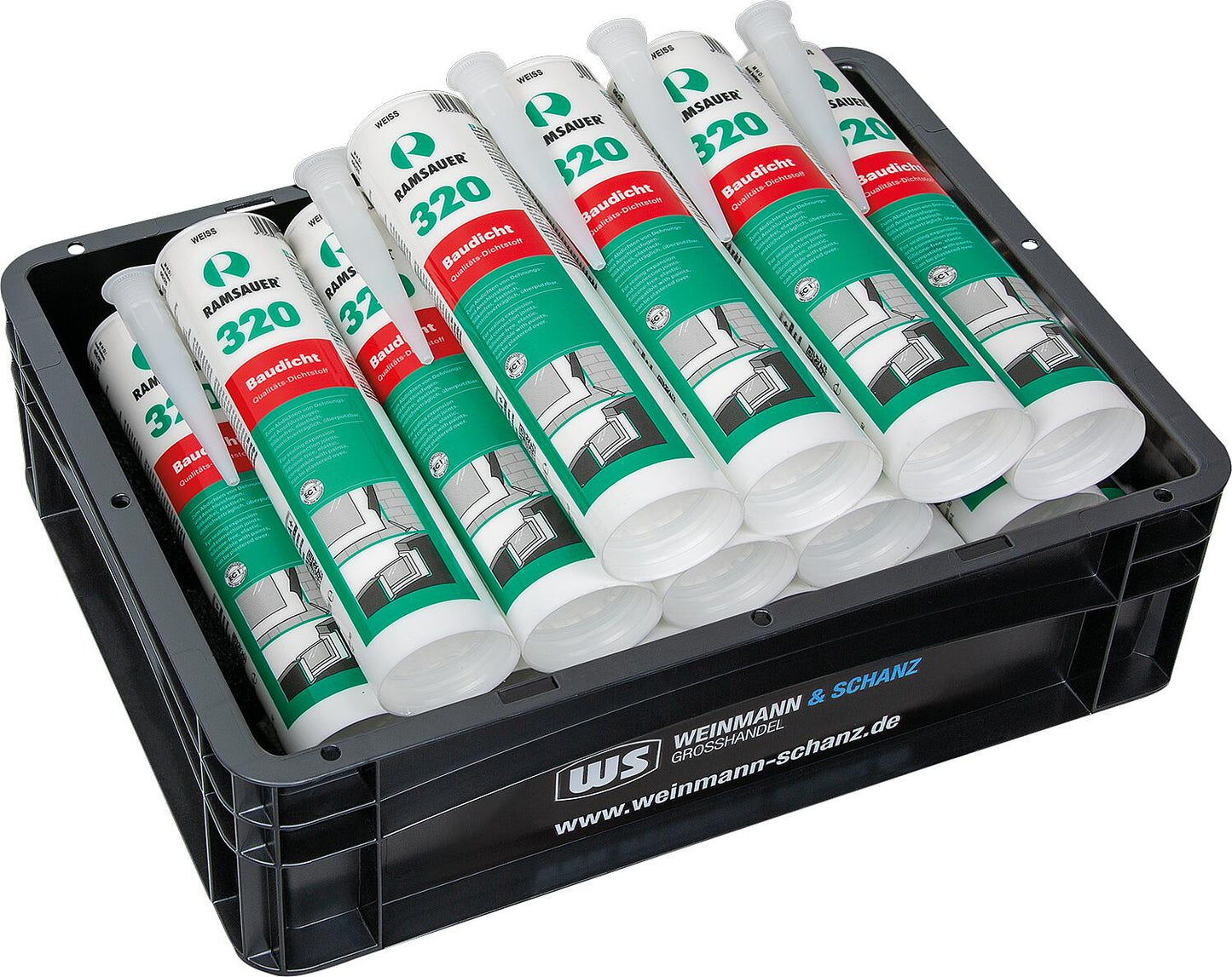 Vorteilspaket WS + Ramsauer, Baudicht Hybrid-Dichtstoff weiss 320, 310 ml / 20 Stück + gratis WS BOX