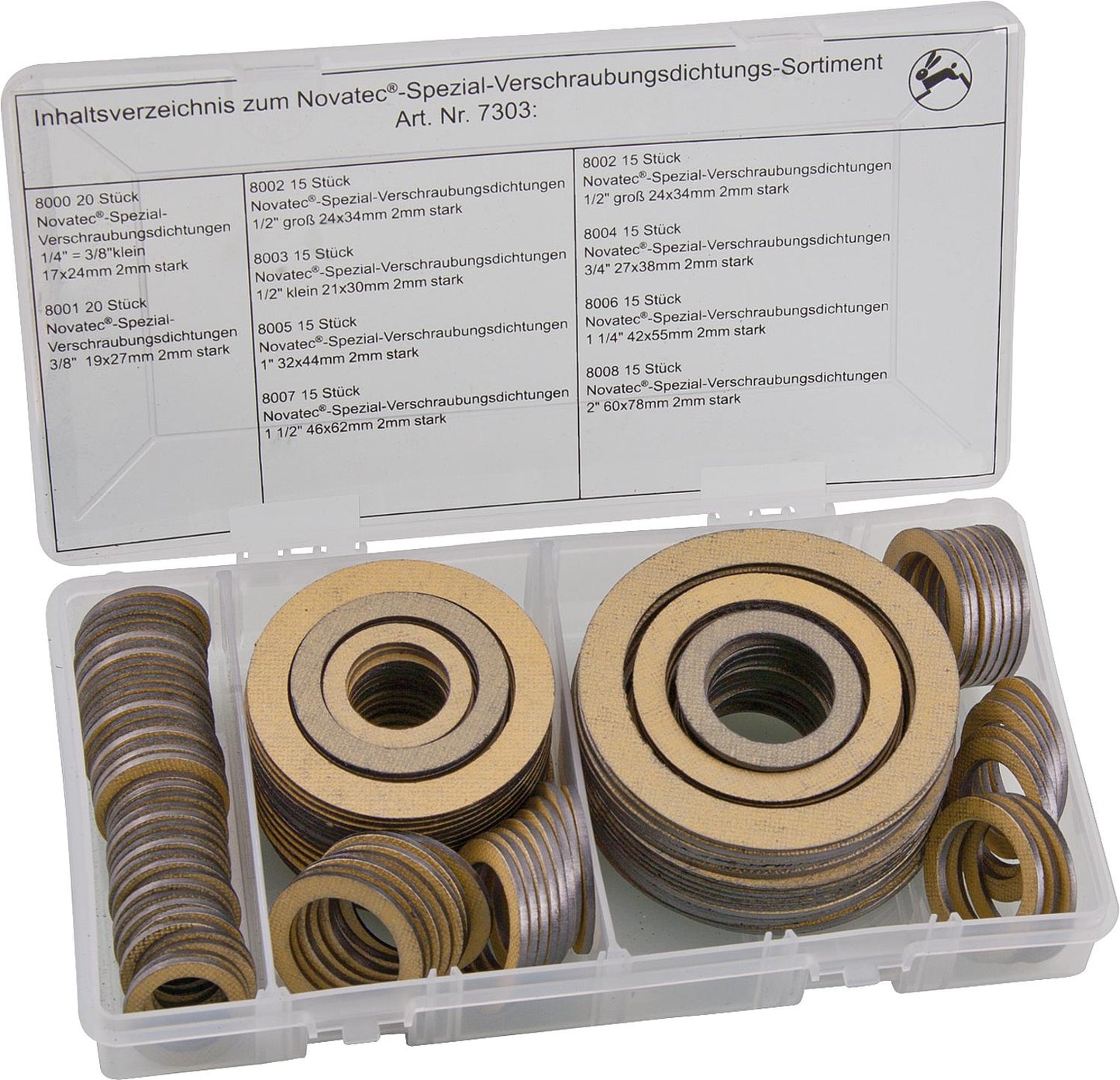 Special screw sealing seal assortment, Ref. No.: 7303 Total contents: 160 pieces