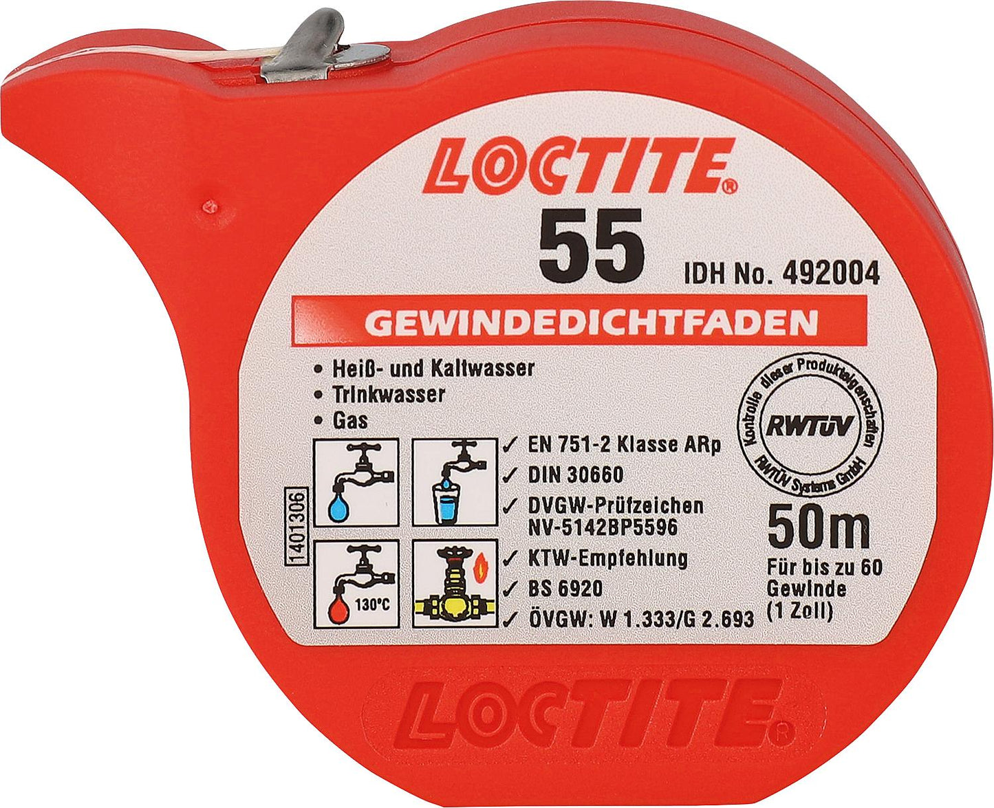 Thread sealing cord (DVGW/ÖVGW) LOCTITE 55, 50m