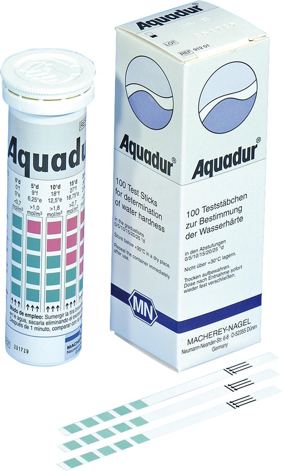 Aquadur test strips for determining water hardness 3, 5, 10, 15, 20, 25 °d 100 test strips 6 x 95 mm