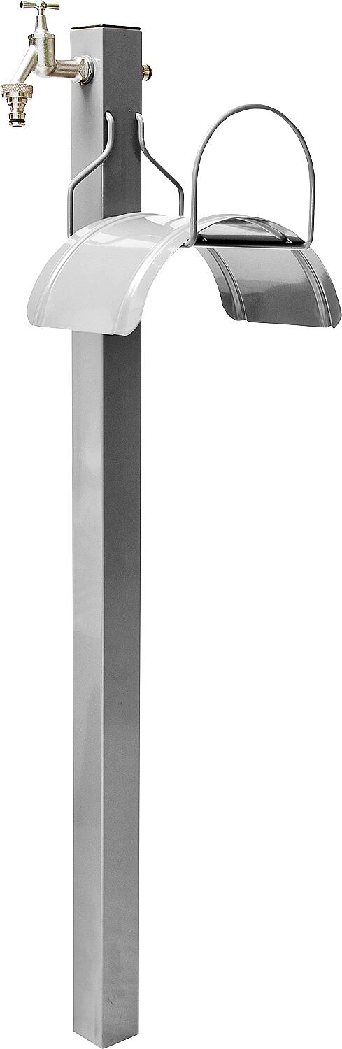 Colonne de jardin avec support pour tuyau d'arrosage, acier thermolaqué