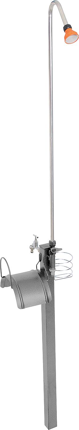 Garden shower with hose holder, powder-coated steel