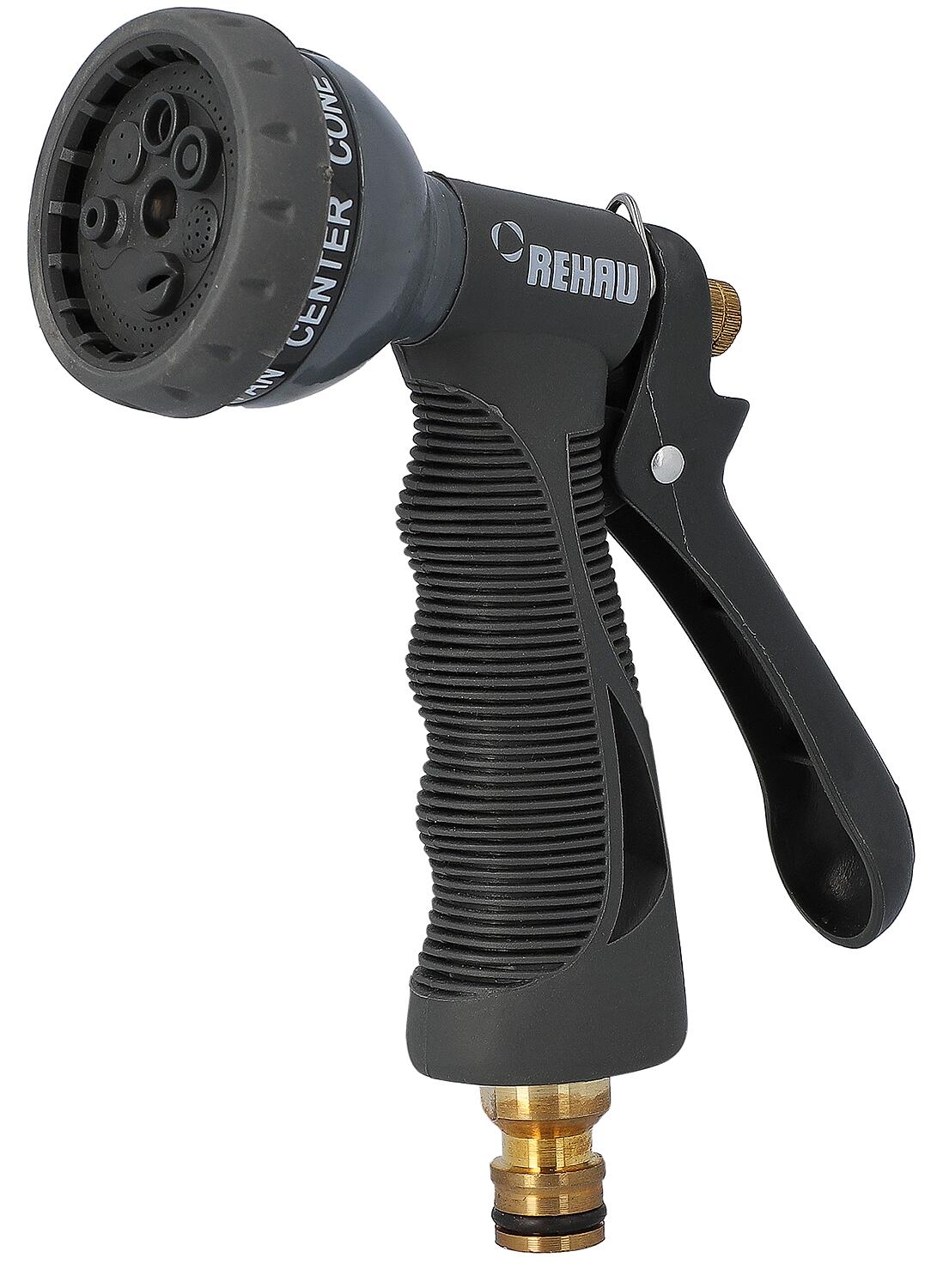 Multifunctional metal shower head with 7 spray patterns, with brass connector