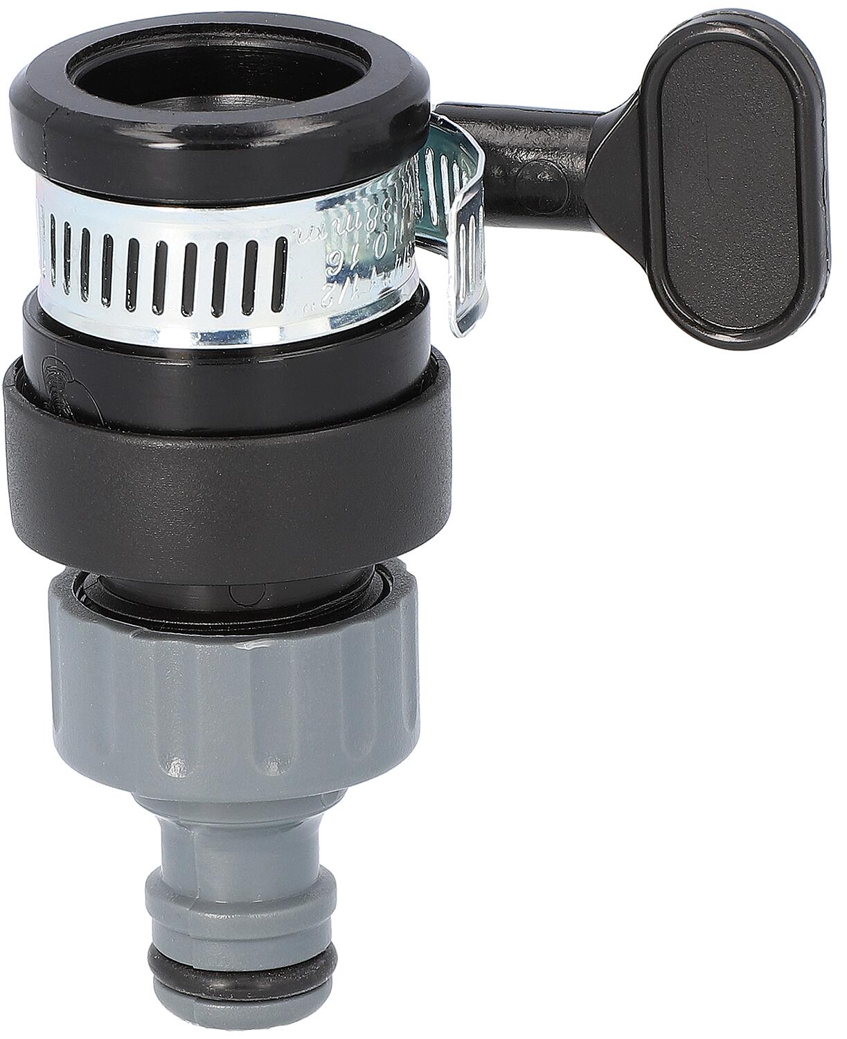 Universal connection for taps without threads, outer diameter 14-17 mm