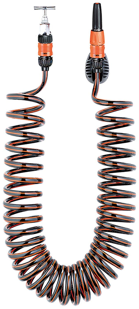 Spiral hose set 10m with nozzle and tap connector DN20(3/4")