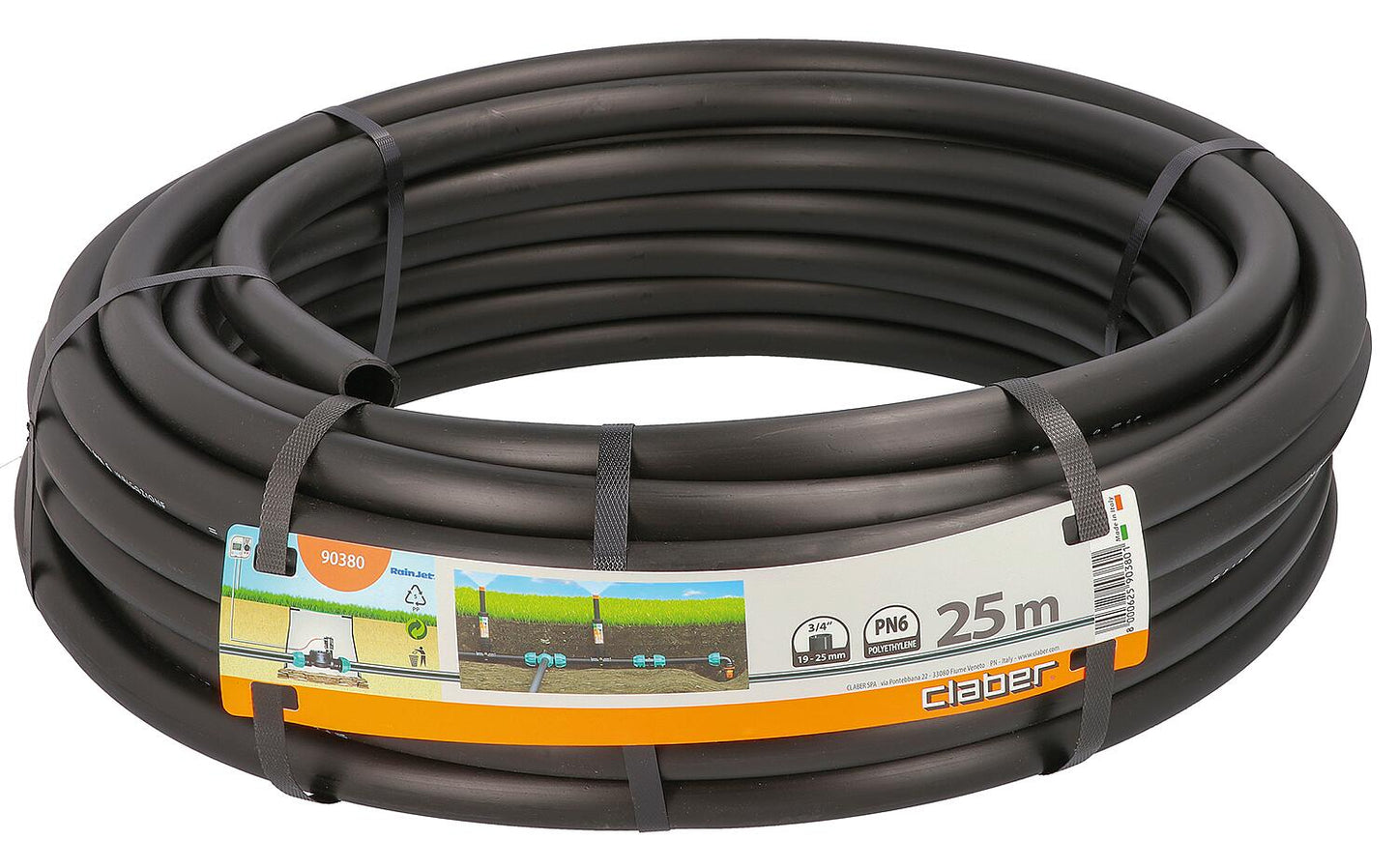 PE distribution pipe D=25mm length 25m, PN6, for subsurface irrigation