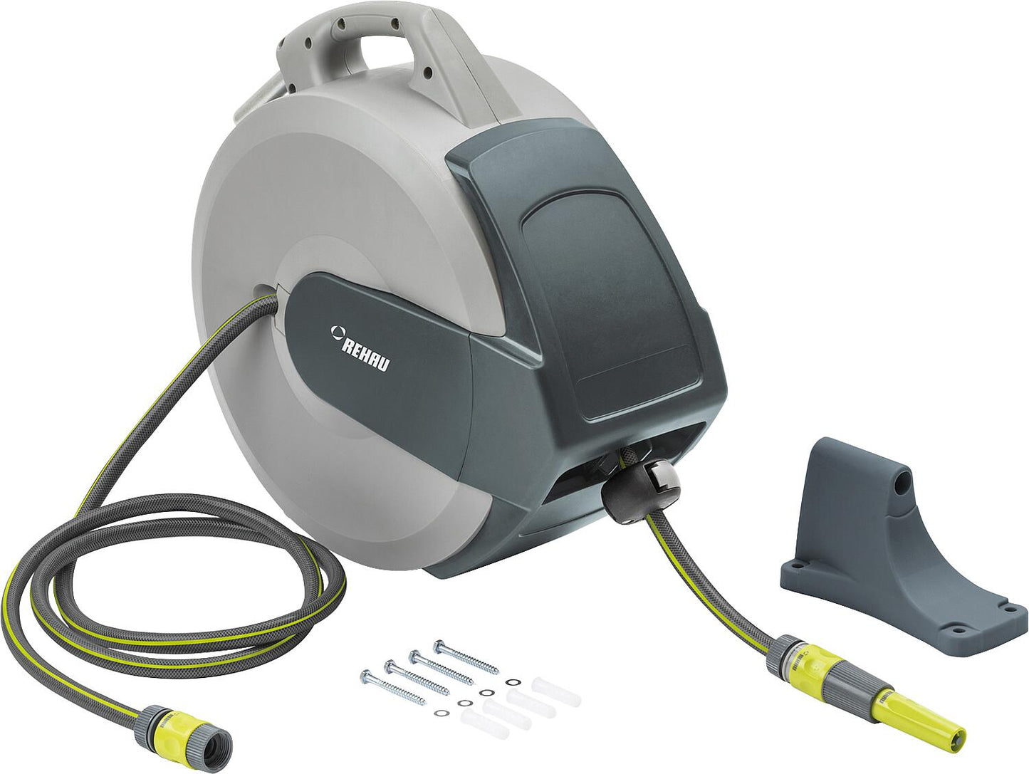 Rehau hose box set with 25m DN15 (1/2") hose, nozzle, wall bracket