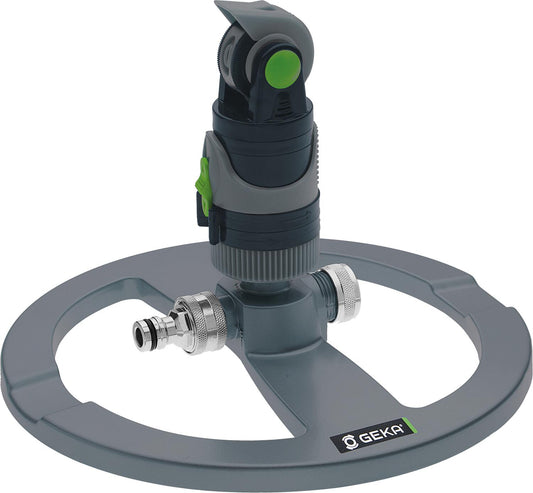 Multi-purpose circular and sector sprinkler with plug-in connection, metal