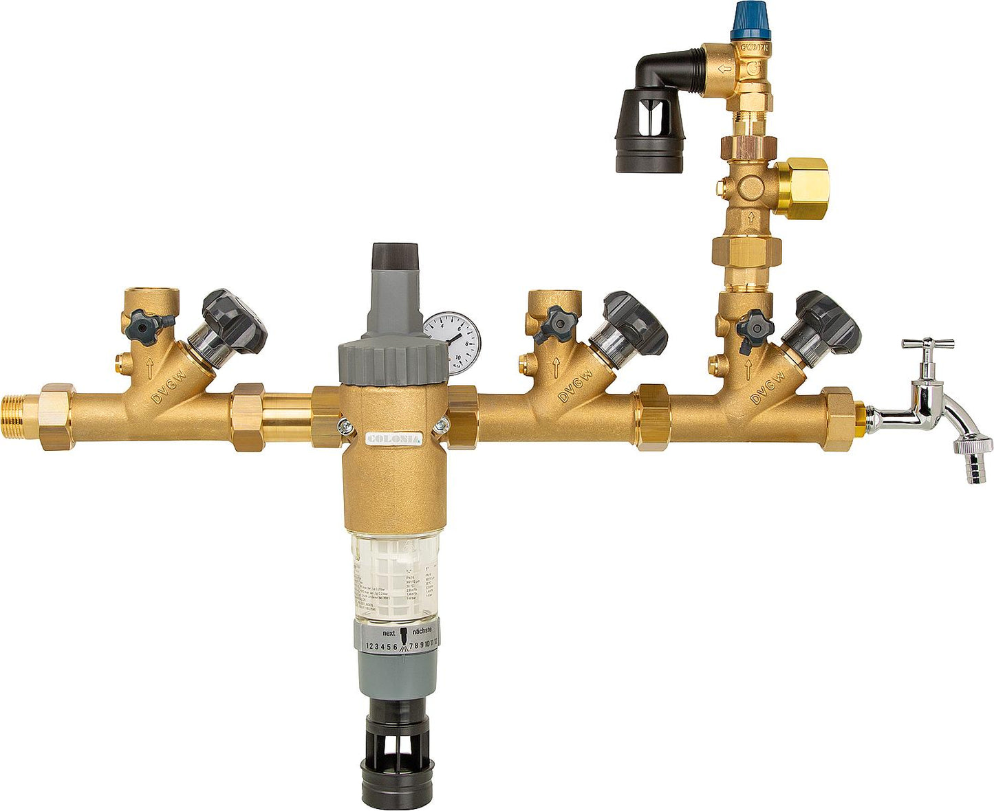 Colonia domestic water distribution system with backwash filter