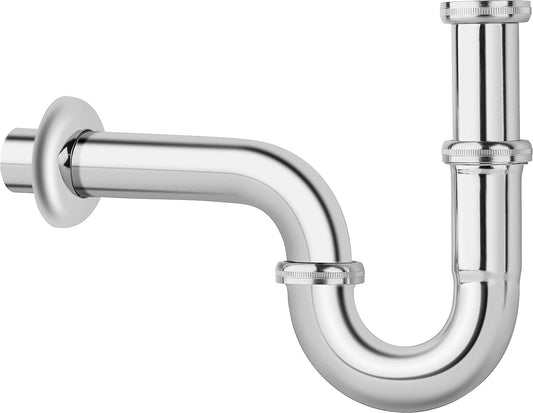 Siphon tubulaire en laiton chromé 1 1/4" DN 32, testé DIN