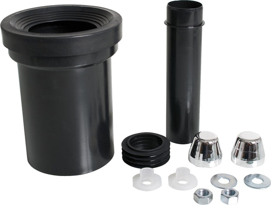 Kit de raccordement WC avec tuyau d'évacuation de 110 mm et bouchons blancs