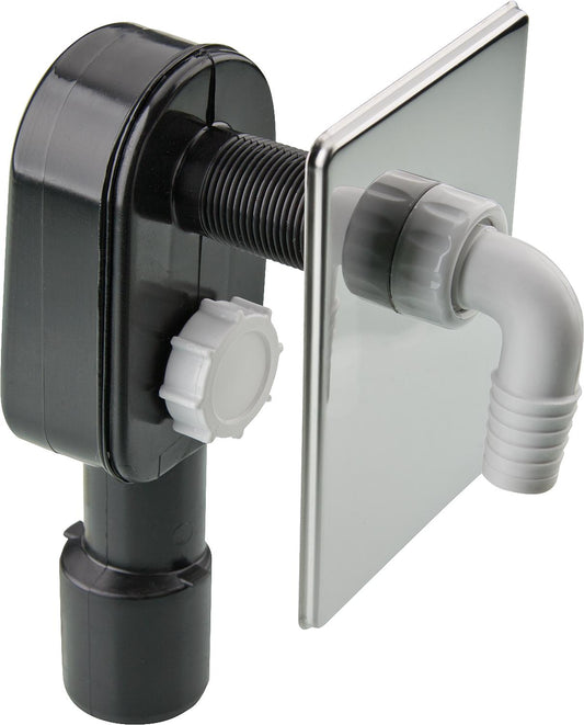 Siphon dissimulé avec rosace en acier inoxydable DN 40/50
