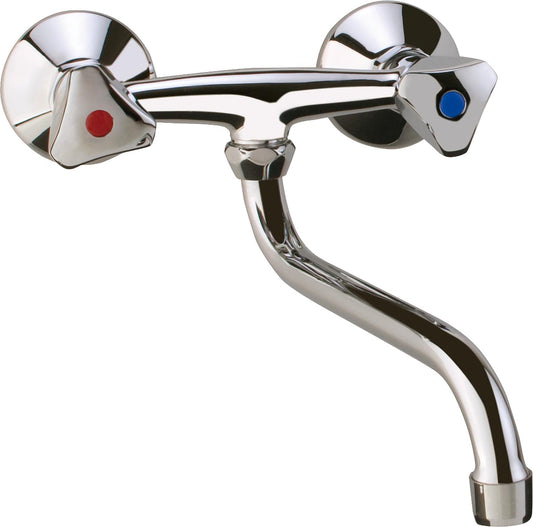 2-handle wall-mounted kitchen sink mixer Etou, swivel spout, 200 mm projection, chrome-plated