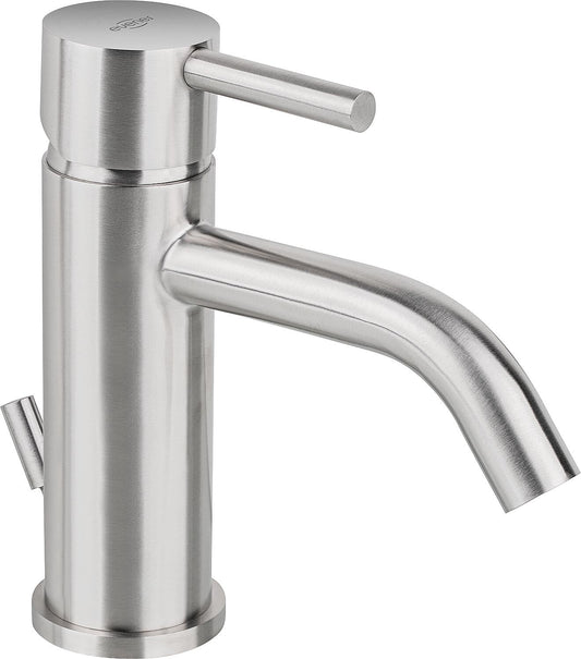 Waschtischmischer Inox Round Ausladung 124 mm Edelstahl matt