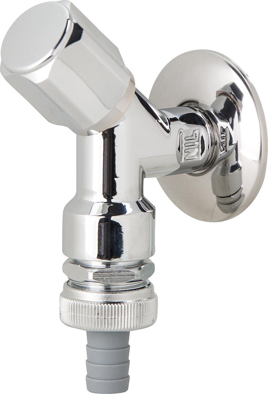 NILplus 1/2" appliance valve with check valve and pipe aerator, ceramic top, chrome-plated