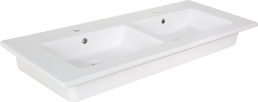 Double washbasin Elikia 1210x180x510 mm 2 tap holes ceramic white