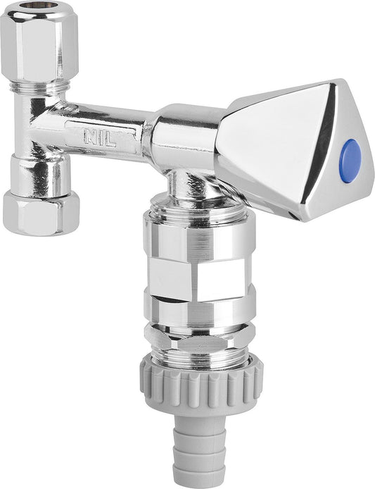 Nil top-mounted valve DN10(3/8")xDN20(3/4"), chrome-plated brass, with pipe aerator