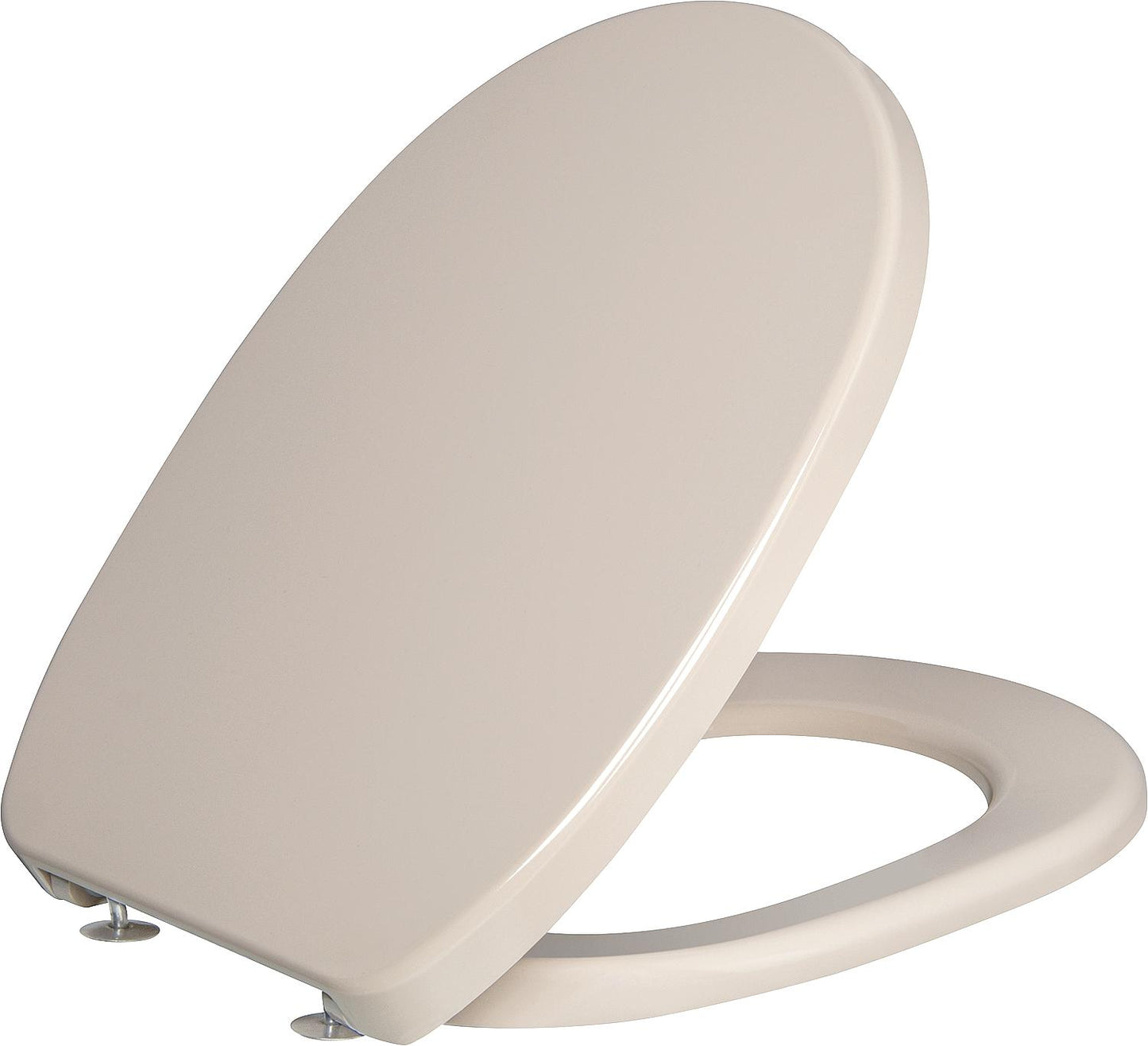 Abattant de toilette pivotant avec charnière en acier inoxydable, beige Bahama, en Duroplast