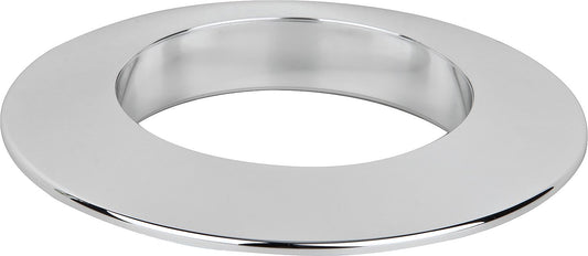 Round chrome rosette, 85mm inner diameter, 140mm outer diameter.