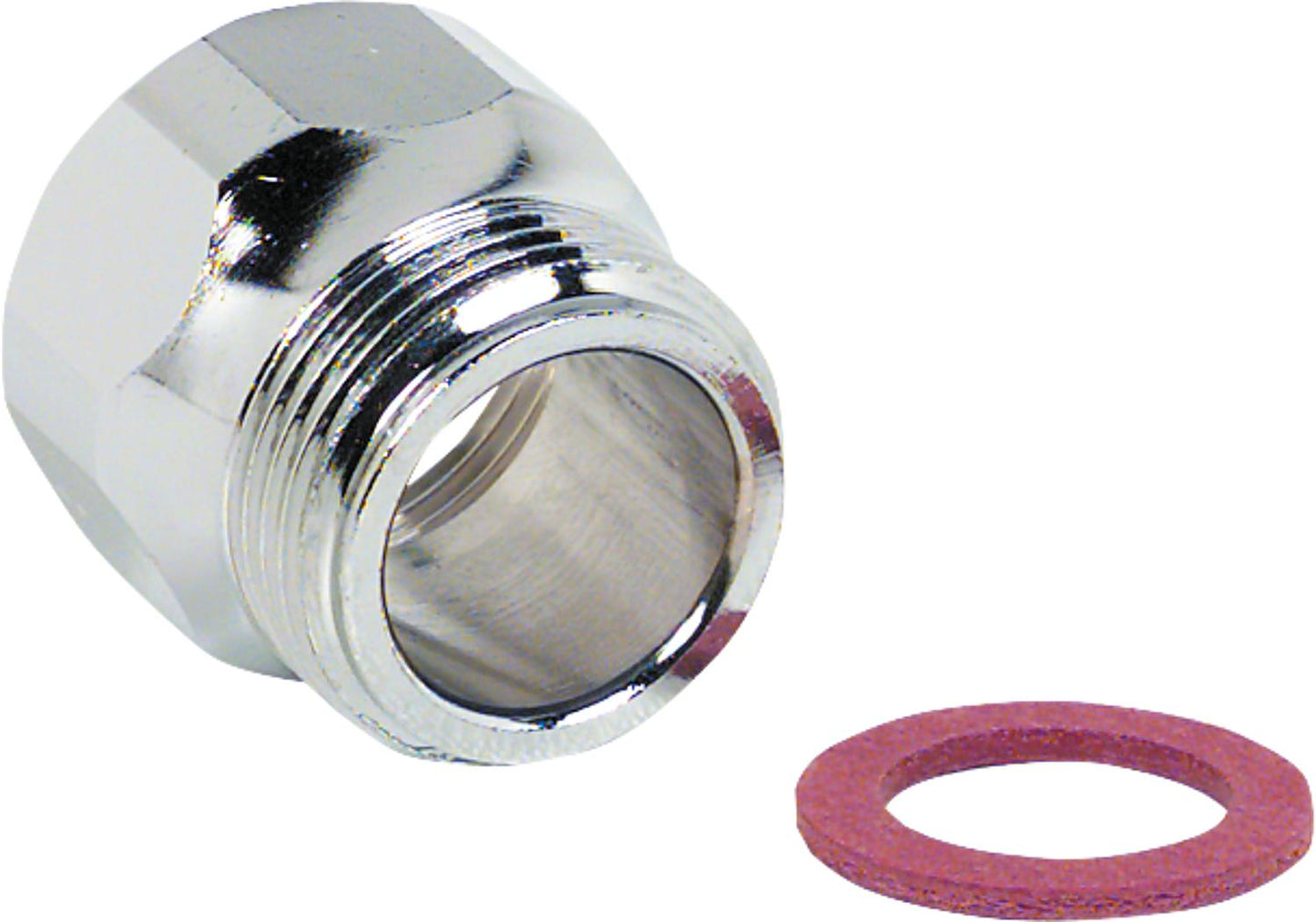 Chrome-plated brass reducer 3/4" female thread to 3/4" male thread with 18 mm bore for swivel spouts