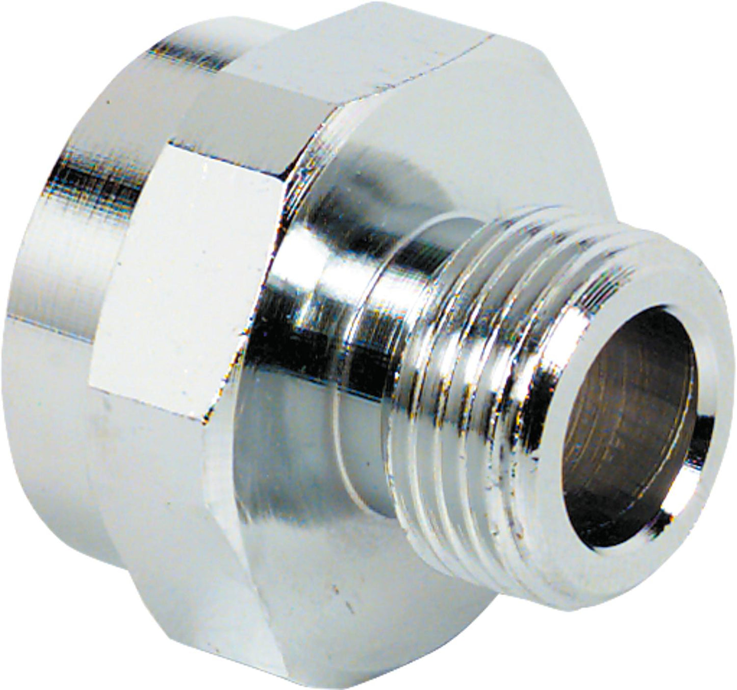 Chrome-plated brass reducer, 3/4" female thread x 3/8" male thread