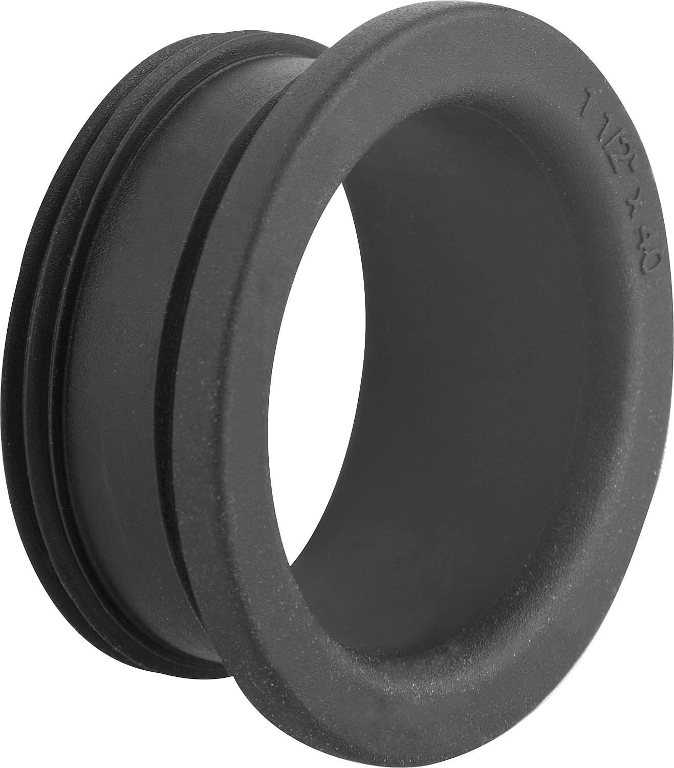 Drain connector 1 1/4" x 32 mm, outer diameter 42 mm for cast iron pipes, black