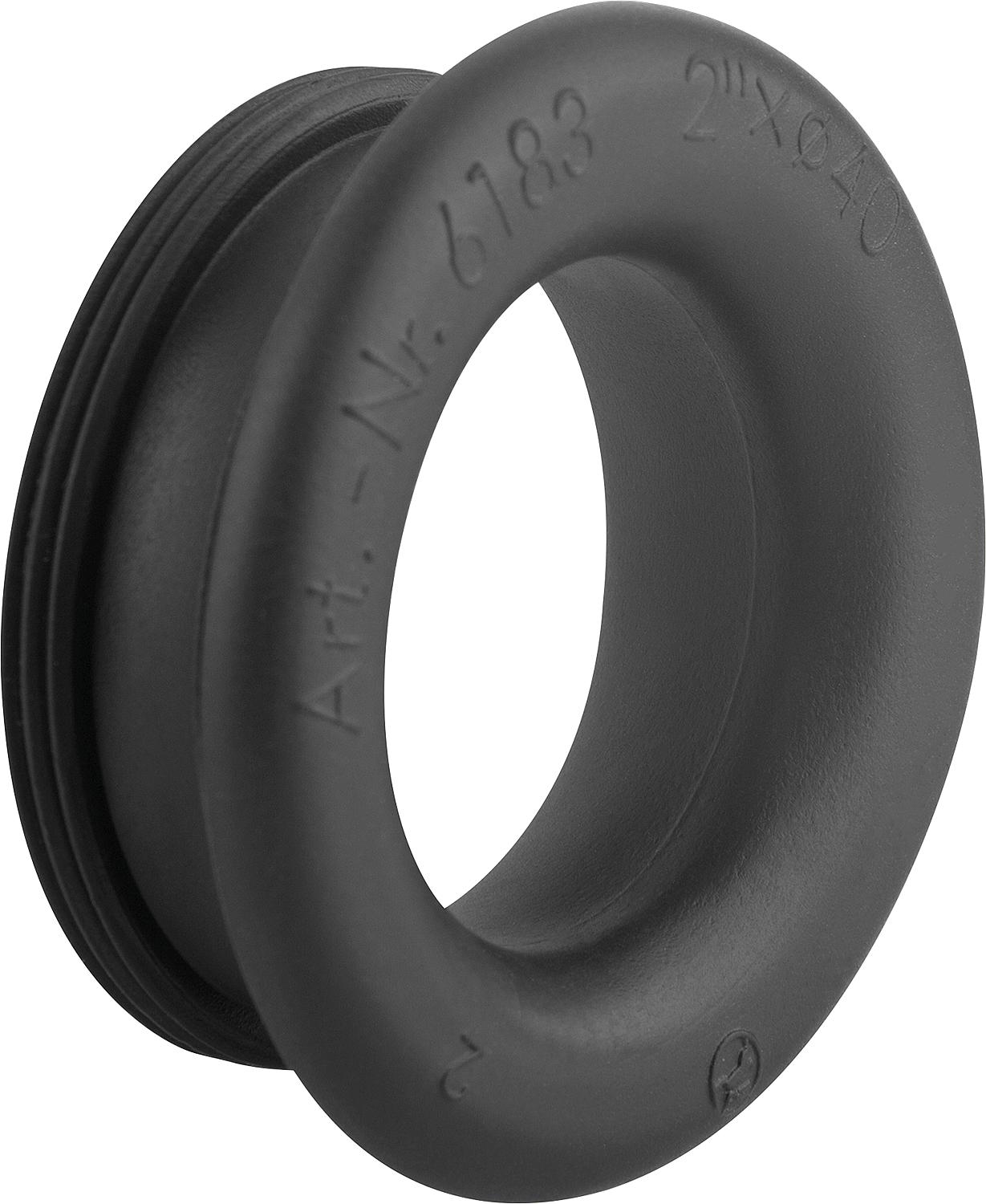 Drain connector 1 1/4" x 32 mm, outer diameter 42 mm for cast iron pipes, black