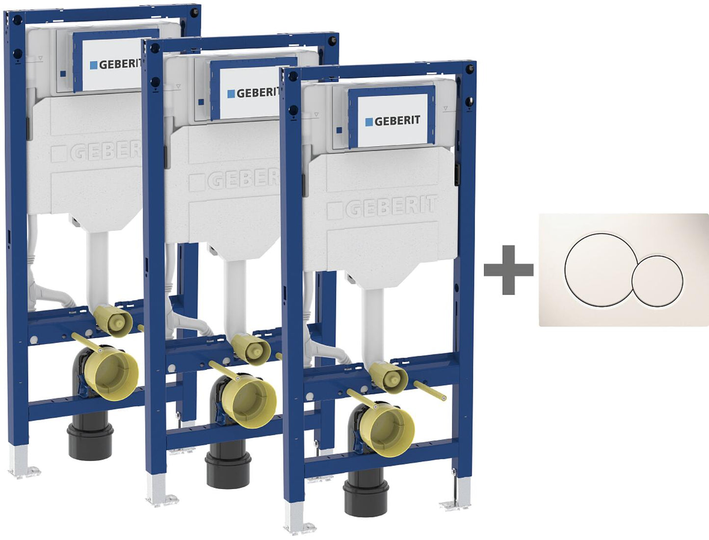 Pack économique : 3 x Geberit Duofix pour WC suspendu, 1120 mm + 1 x plaque de commande Sigma 01, blanche