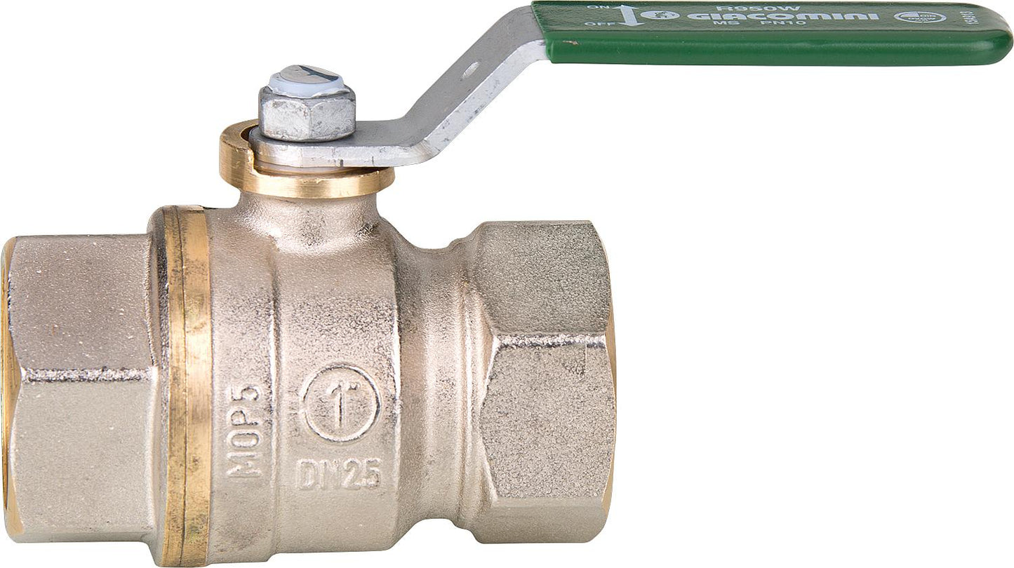 Drinking water ball valve R950W Dado, DN15 (1/2") female thread, nickel-plated brass / lever handle