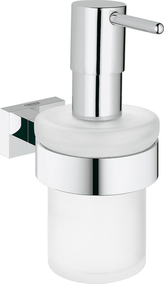 Grohe Essentials Cube chrome soap dispenser with wall bracket