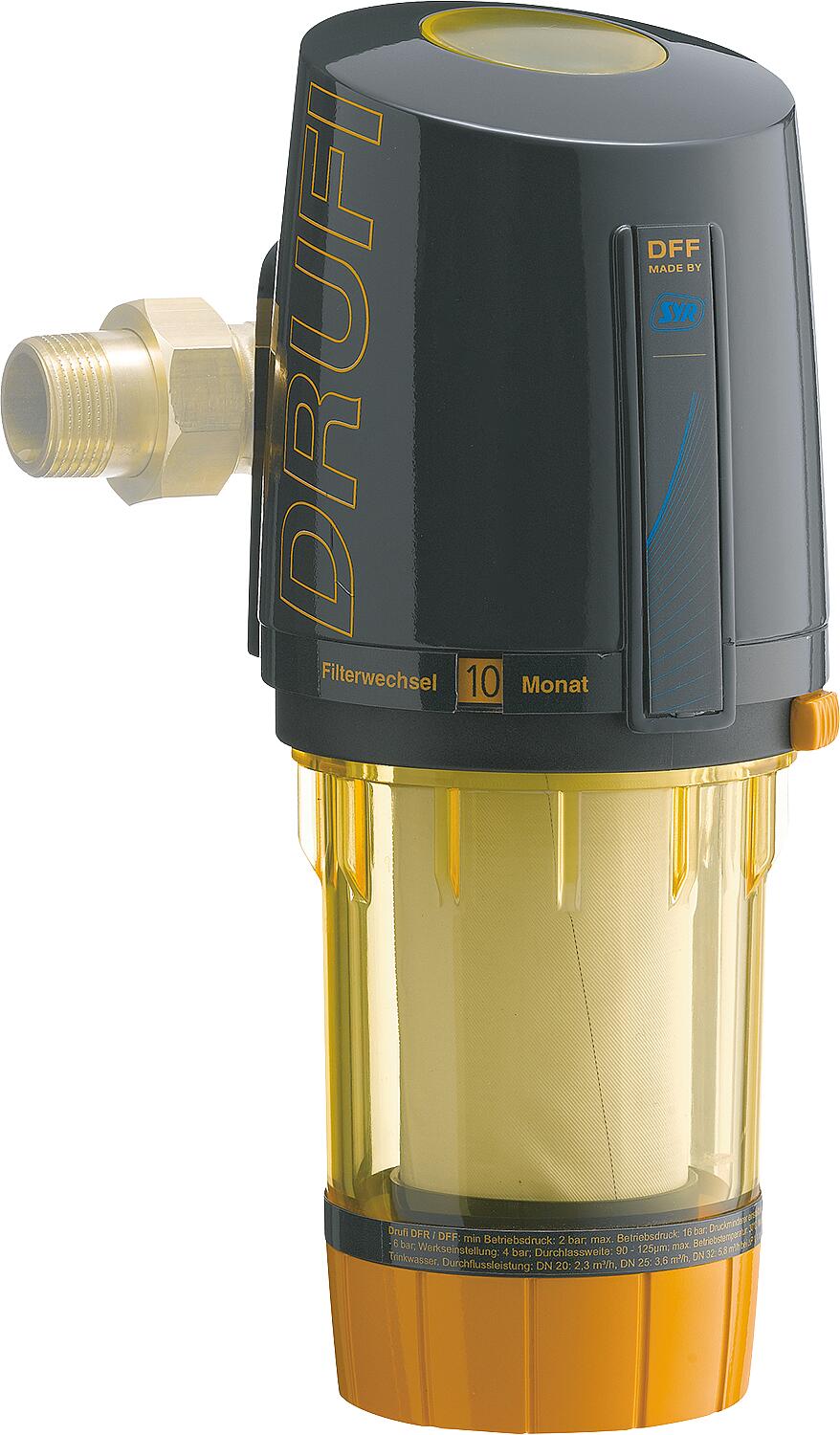 DFF+ water filter with pressure reducer