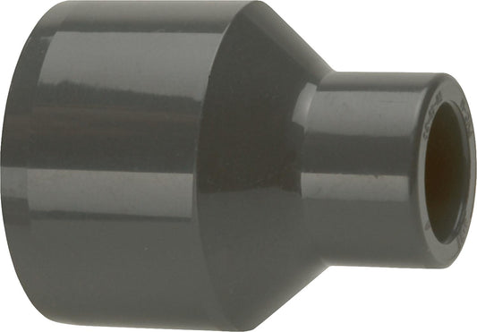 PVC-U - Adhesive fitting reduction long, 16 x 10 mm, with adhesive nozzle and adhesive socket