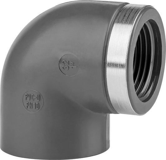 PVC-U - Adhesive fitting elbow 90°, 63 mm x 2", single-sided cylindrical thread