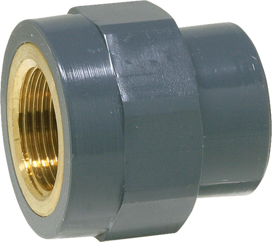 PVC-U - Adhesive fitting transition threaded socket, 25 mm x 3/4", female thread, nickel-plated red brass