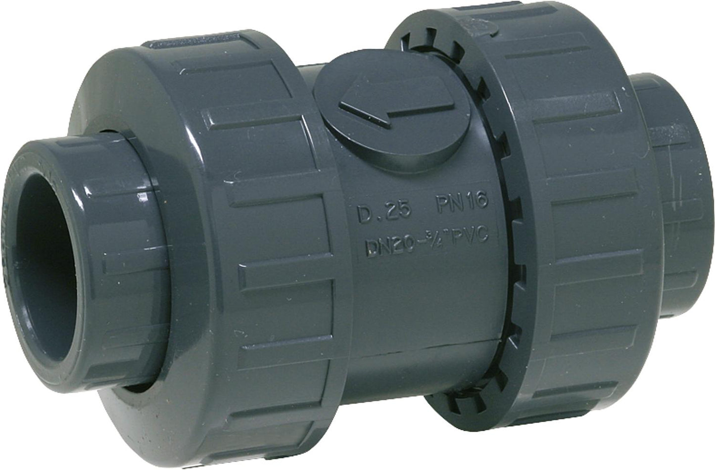 PVC-U - Adhesive fitting check valve, 20 mm, spring-loaded