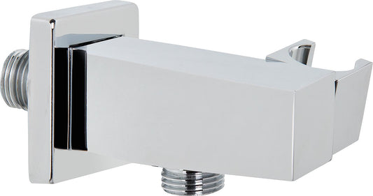 Designer wall connection elbow including shower holder, square design DN15 (1/2") chrome