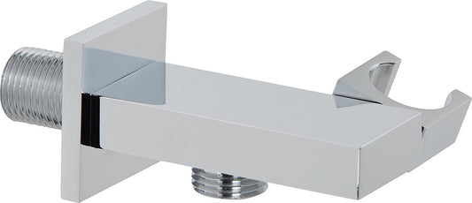 Designer wall connection elbow including shower holder, flat design DN15 (1/2") chrome