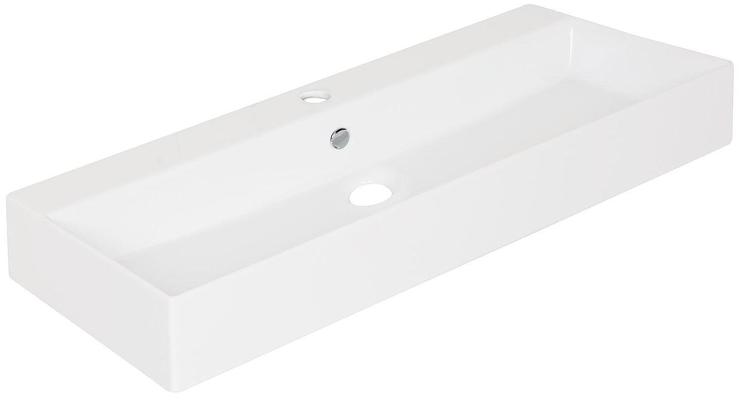Waschtisch Elayla BxHxT: 910x130x460 mm ohne Hahnloch mit Überlauf Keramik weiss
