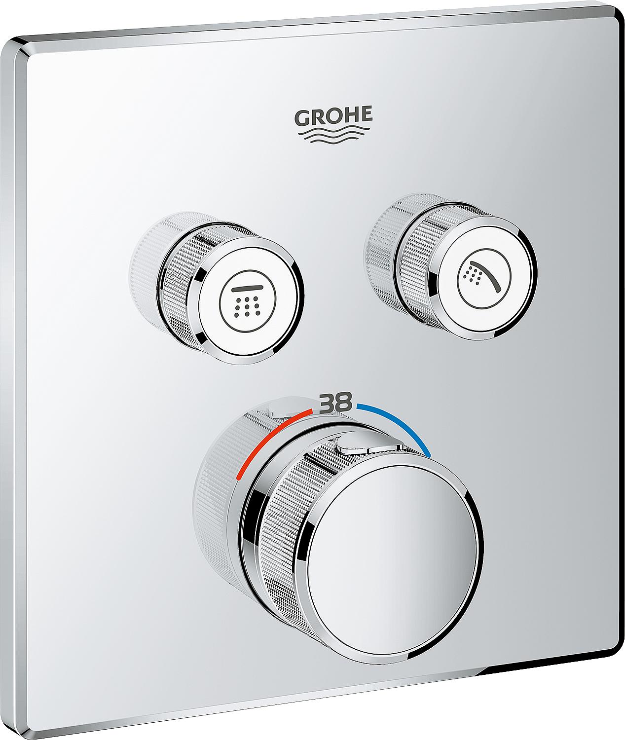 Grohe Grohtherm SmartControl concealed thermostat, chrome, with 2 shut-off valves