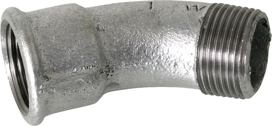 Malleable cast iron fitting galvanized No. 40 long elbow I/A 45°, Ø 3/8"