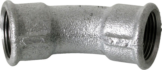 Malleable cast iron fitting galvanized No.41 long elbow I/I 45°, Ø 3/8"