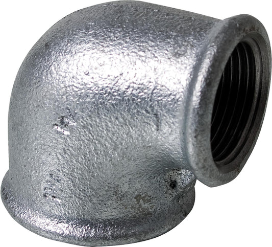 Malleable cast iron fitting, galvanized No.90R angle red. I/I 90°, Ø 3/8" x 1/4"