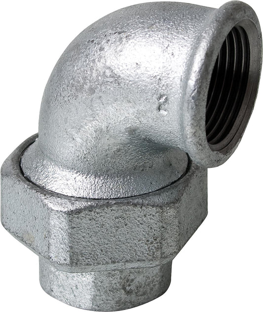 Malleable iron fitting, galvanized, No. 95, angle fitting, flat sealing, I/I Ø 1/2"