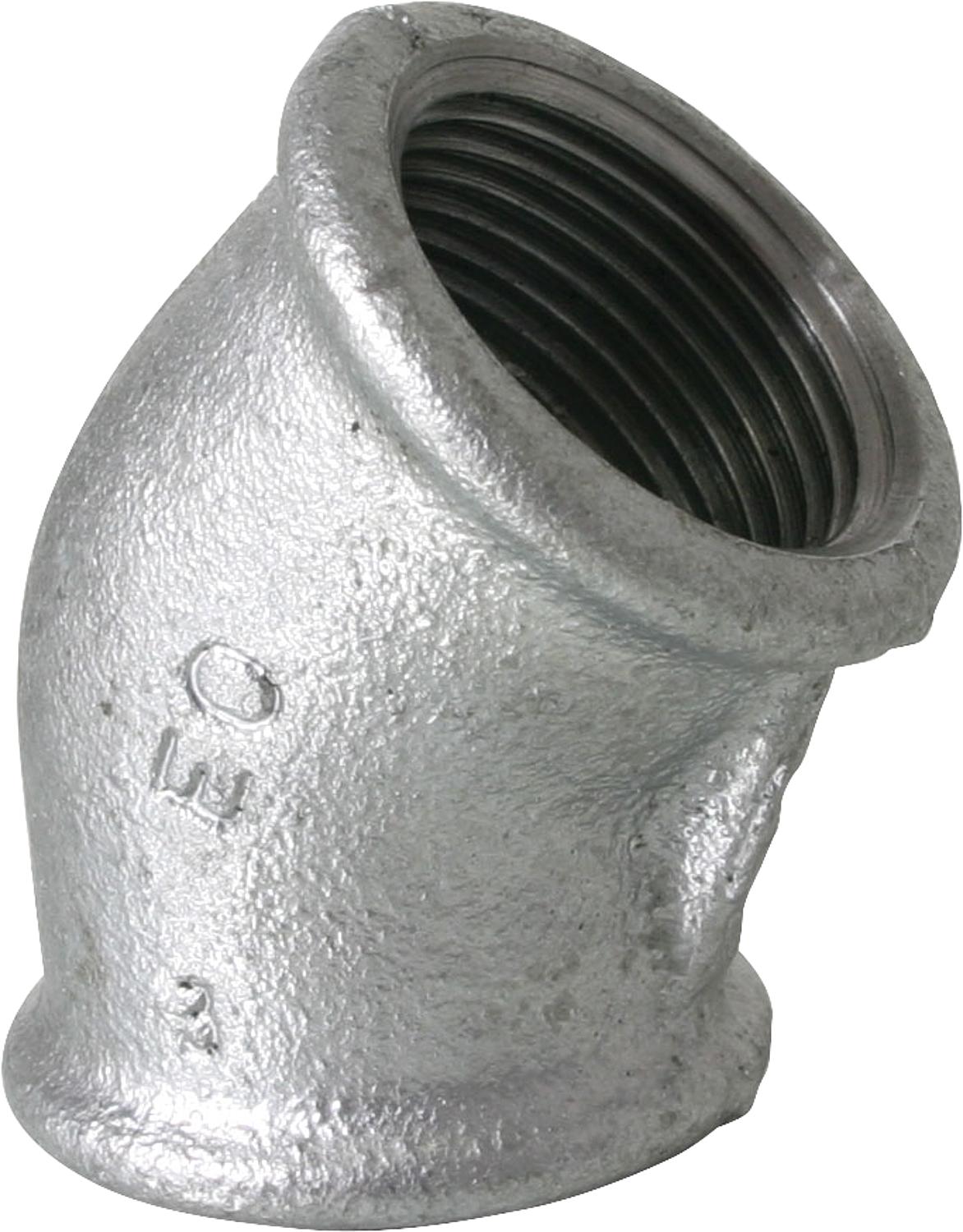 Malleable cast iron fitting, galvanized No. 120 angle I/I 45°, Ø 3/8"