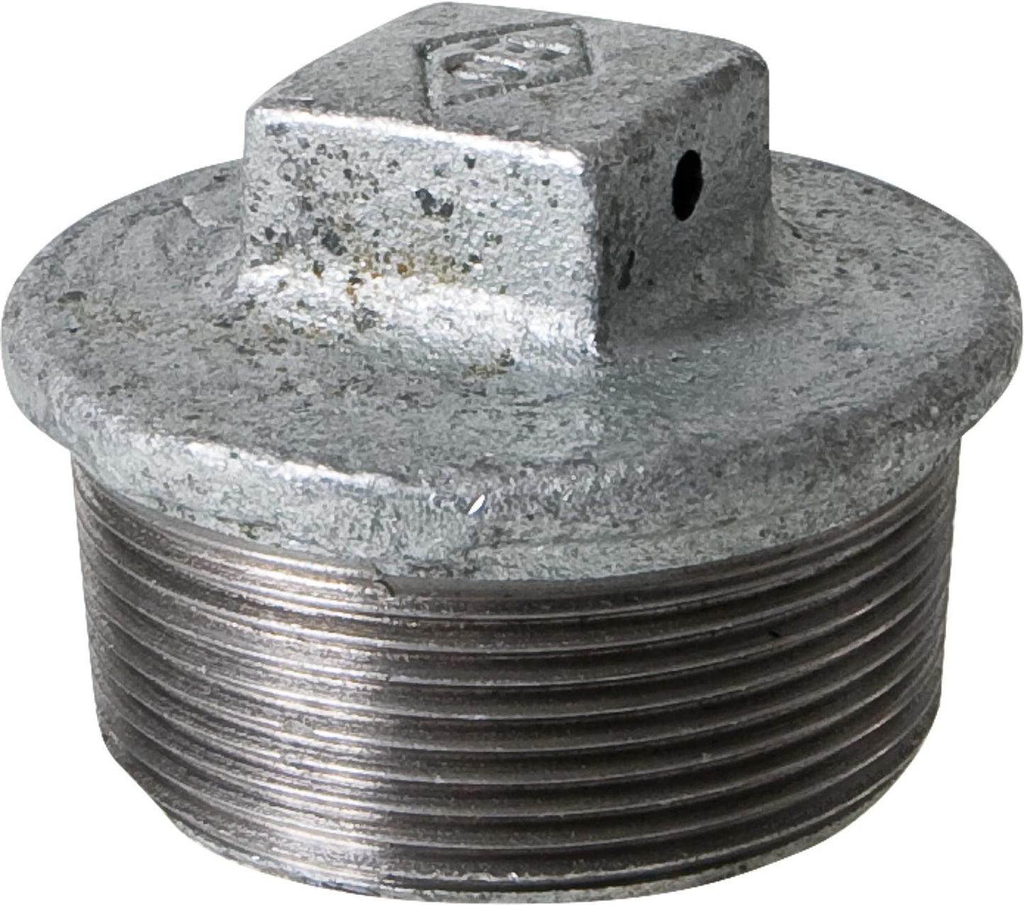 Malleable iron fitting, galvanized, No. 294, plug with hole in square, Ø 1/2"