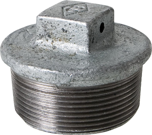 Malleable iron fitting, galvanized, No. 294, plug with hole in square, Ø 1/2"